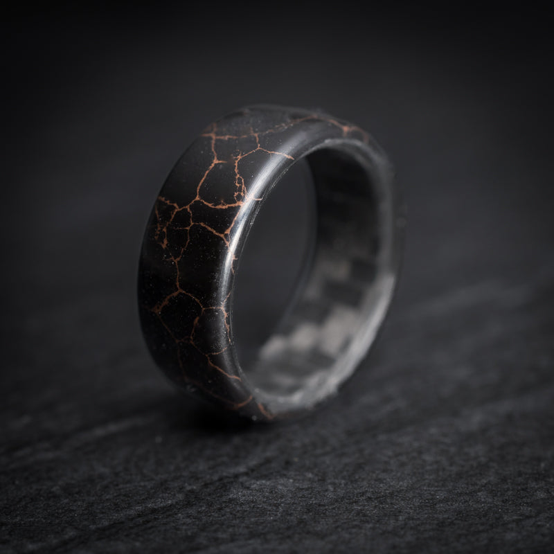 TruStone Black and Rose Gold Ring with Carbon Fiber Core – E6 Rings