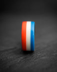 Matte Red, White and Blue Tricolor Americana Glow Ring With Carbon Fiber Core