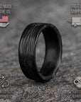 Polished Carbon Fiber Wave Pattern Ring