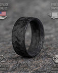 Matte Carbon Fiber Ring with Marbled Pattern