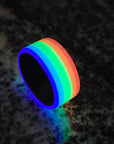 Matte Multicolor Rainbow Glow Ring with Carbon Fiber Core