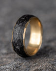 Rough Cut Carbon Fiber Ring with Brass Core