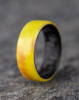 Polished Gradiated Yellow Shimmer Ring With Carbon Fiber Core