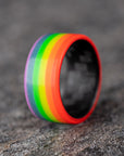 Matte Multicolor Rainbow Glow Ring with Carbon Fiber Core