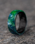 Gaia - Polished Blue and Green Shimmer Resin Ring with Carbon Fiber Core