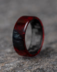 Midnight - Polished Red and Black Shimmer Resin Ring with Carbon Fiber Core