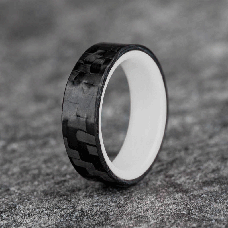 Matte Carbon Fiber Horizontal Pattern Ring