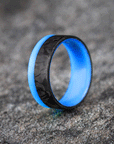 Polished 2/3 Carbon Fiber Marbled Ring with Glow Resin
