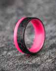 Polished 2/3 Carbon Fiber Marbled Ring with Glow Resin
