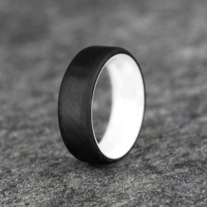 Matte Carbon Fiber Round Top Ring