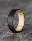 Matte Carbon Fiber Unidirectional Ring with Natural Pine Wood Core