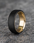 Matte Carbon Fiber Unidirectional Ring with Polished Brass Core