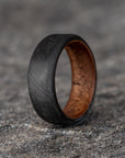 Matte Round Top Carbon Fiber Unidirectional Ring with English Chestnut Core