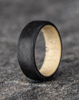 Matte Carbon Fiber Unidirectional Ring with Natural Pine Wood Core