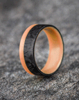 Polished 2/3 Carbon Fiber Marbled Ring with Glow Resin