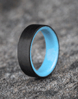 Matte Carbon Fiber Unidirectional Ring with Glow Resin