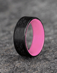 Polished Carbon Fiber Wave Pattern Ring with Glow Resin