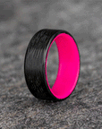 Polished Carbon Fiber Wave Pattern Ring with Glow Resin