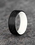 Polished Carbon Fiber Wave Pattern Ring with Glow Resin