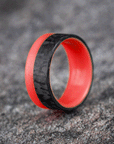 Polished 2/3 Carbon Fiber Marbled Ring with Glow Resin