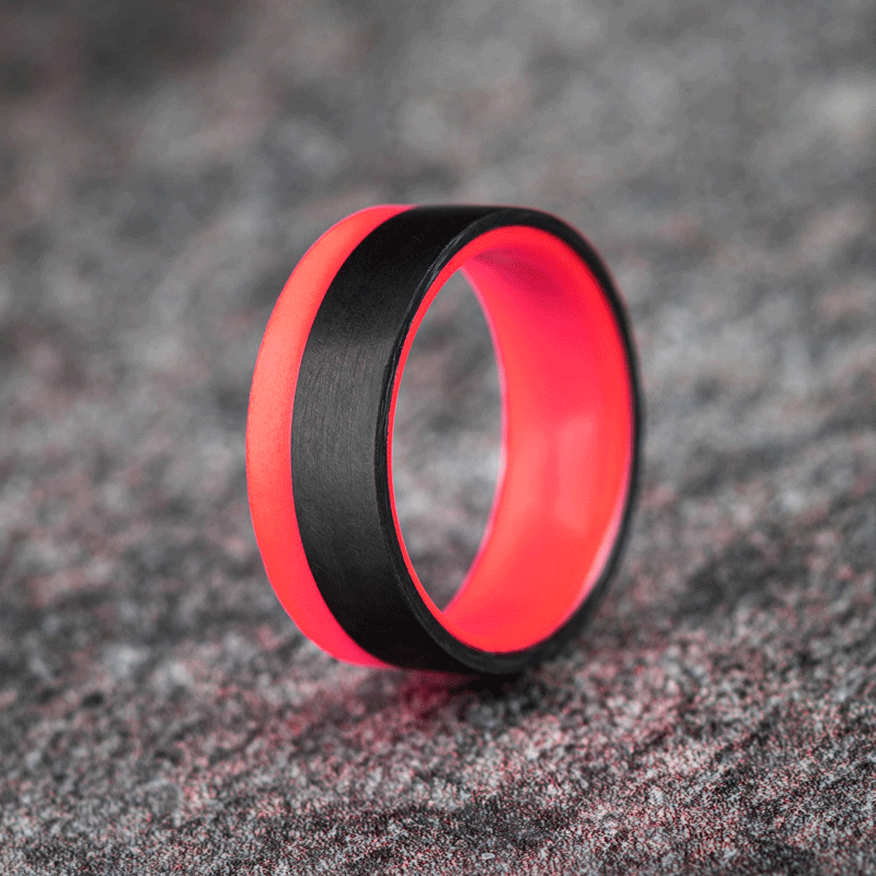 Polished 2/3 Carbon Fiber Unidirectional Ring with Glow Resin