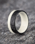 Polished 2/3 Carbon Fiber Marbled Ring with Glow Resin