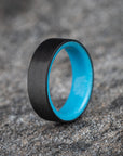 Matte Carbon Fiber Unidirectional Ring with Glow Resin
