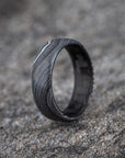Polished Fordite Swirl Ring With Carbon Fiber Core