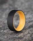 Matte Carbon Fiber Unidirectional Ring with Glow Resin