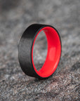Matte Carbon Fiber Unidirectional Ring with Glow Resin