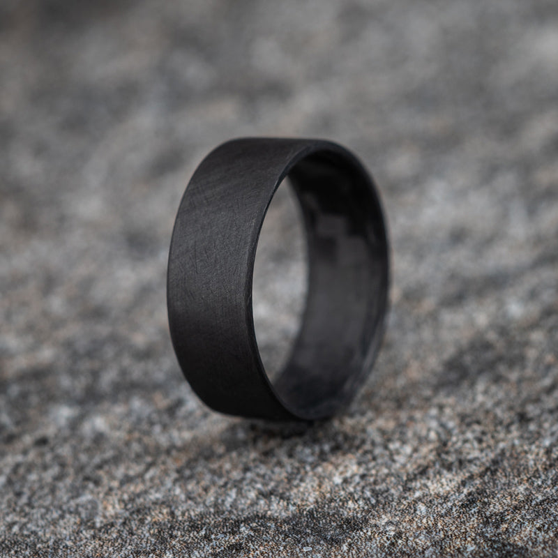 Men's Carbon Fiber Ring Thin Black Wedding Rings for Men – E6 Rings