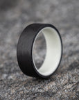 Matte Carbon Fiber Unidirectional Ring with Glow Resin
