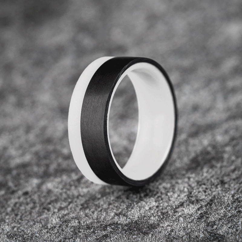 Polished 2/3 Carbon Fiber Unidirectional Ring with Glow Resin