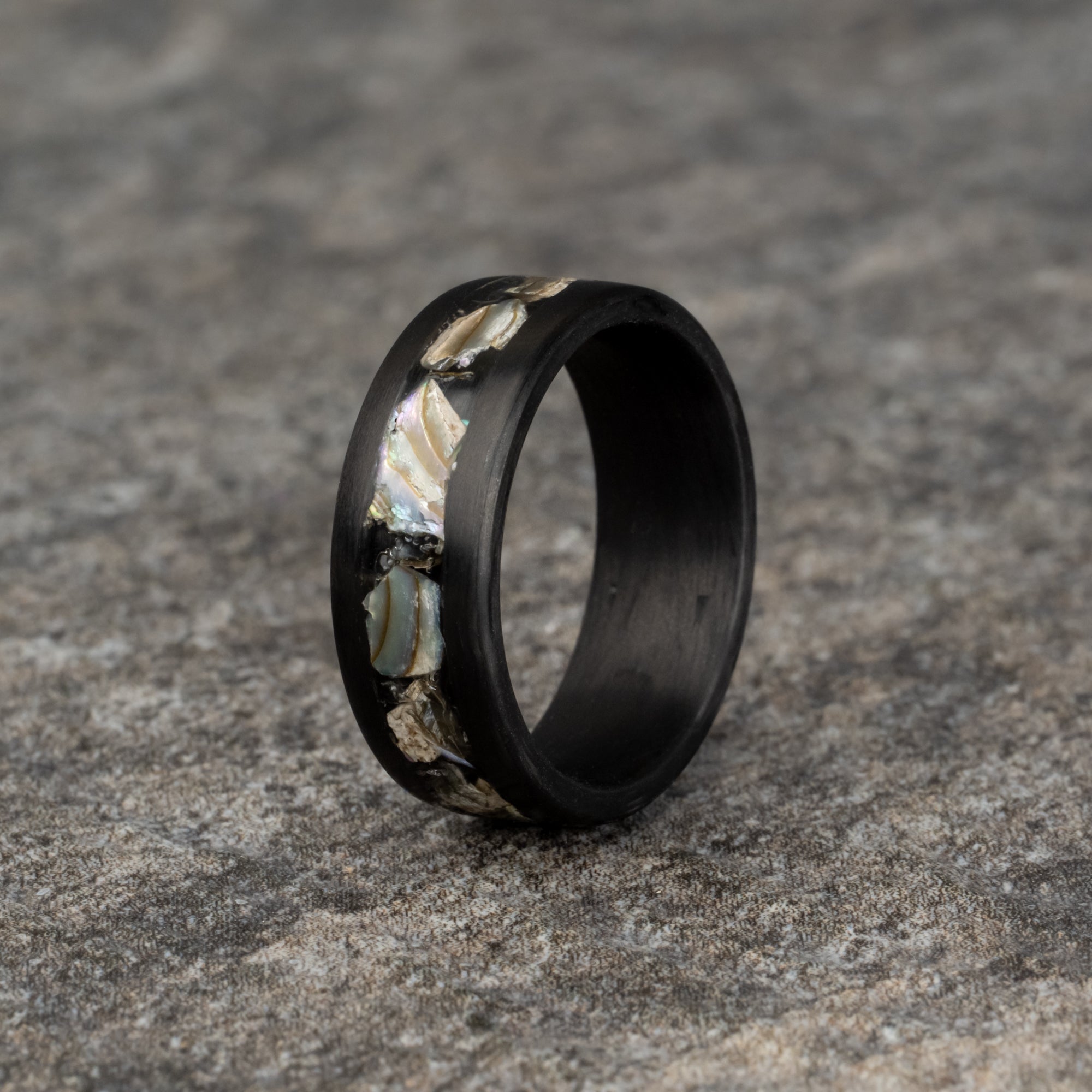 Crushed Abalone Shell Carbon Fiber Ring