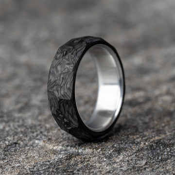 Rough Cut Carbon Fiber Ring With Aluminum Core