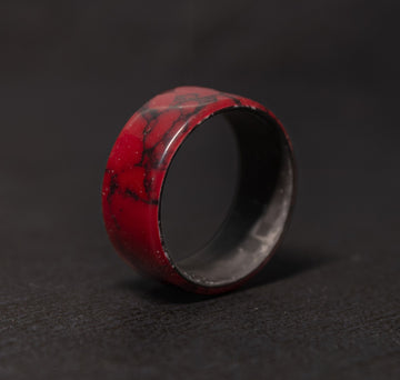 TruStone Red and Black Ring with Carbon Fiber Core