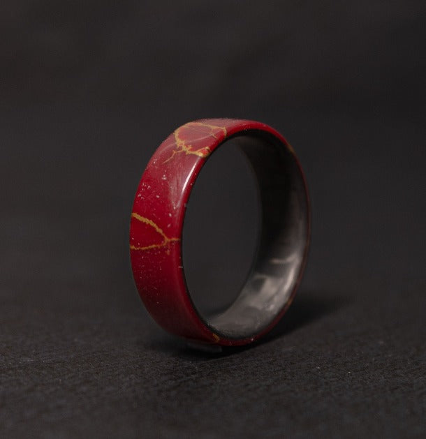 TruStone Burgundy and Gold Ring with Carbon Fiber Core