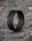 Matte Ultra Thin Carbon Fiber Diagonal Pattern Ring