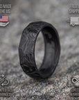 Rough Cut Carbon Fiber Faceted Ring
