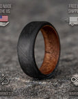 Matte Round Top Carbon Fiber Unidirectional Ring with English Chestnut Core