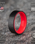 Matte Carbon Fiber Unidirectional Ring with Glow Resin