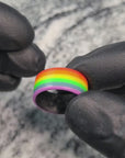 Matte Multicolor Rainbow Glow Ring with Carbon Fiber Core