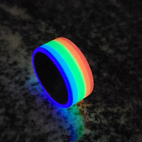 Matte Multicolor Rainbow (Pride) Glow Ring with Carbon Fiber Core