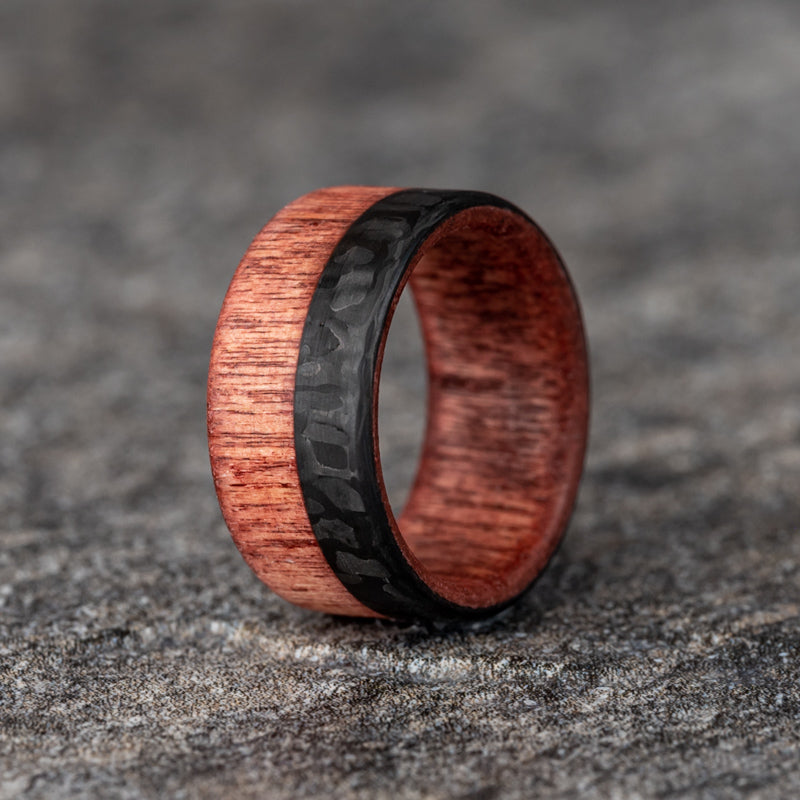 2/3 Carbon Fiber and Wood Ring with Sedona Red Wood Core
