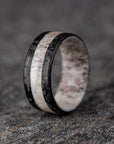 Matte Carbon Fiber Ring with Antler Center Stripe and Antler Core