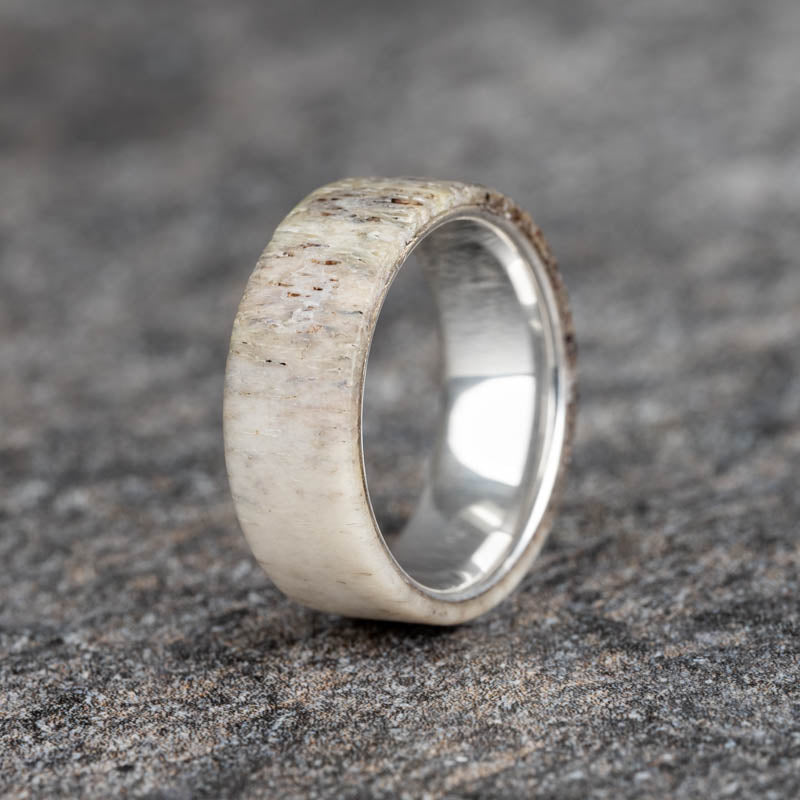 Matte Antler Ring with Polished Sterling Silver Core