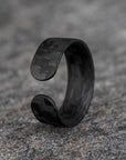 Matte Carbon Fiber Horizontal Pattern Ring with Open Band