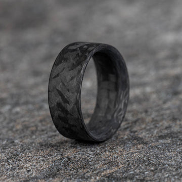 Matte Carbon Fiber Ring with Marbled Pattern