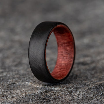 Carbon Fiber Unidirectional Ring with Sedona Red Wood Core