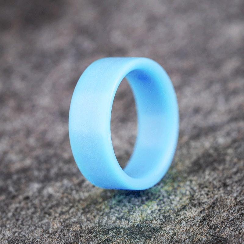 Matte Pale Blue Glow Resin Ring